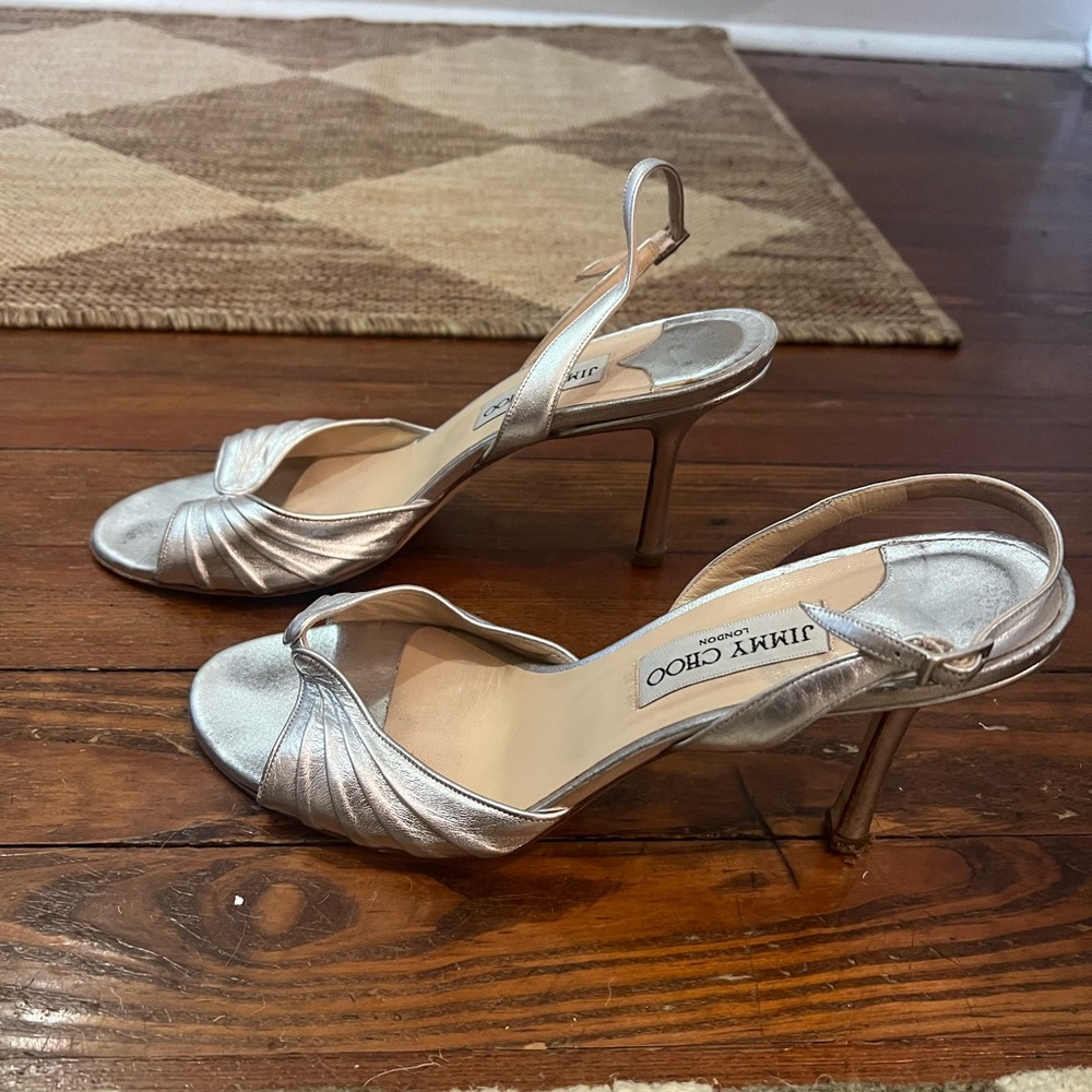 Jimmy Choo Silver Slingbacks
